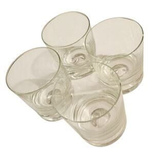 Set of 4 Clear Glass Tumblers – 4” Plain Dimple Bottom Drinking Glasses
